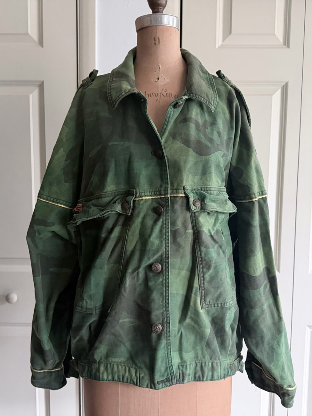 Vintage inspired Free People Camouflage Bomber Jacket Camo M